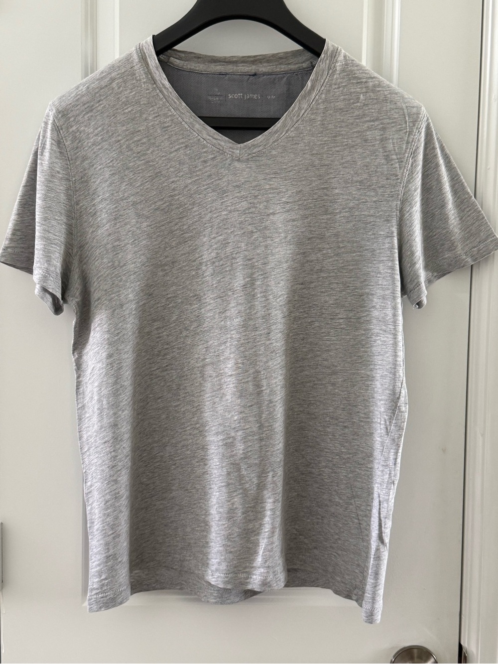 Scott James Gray V-Neck Short Sleeve T-Shirt 100% Cotton Mens M - Picture 2 of 5
